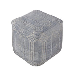 Valence Pouf, Pet, Blue/ Natural White, Pitloom, Flat Weave 