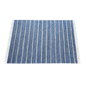 Area Rug, Bedroom Rug, Living Room Rug, Living Area Rug, Indian Rug, Office Carpet, Office Rug, Shop Rug Online, Recycled Fabric, Blue, Pitloom, Flat Weave, Stripes