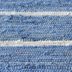 Area Rug, Bedroom Rug, Living Room Rug, Living Area Rug, Indian Rug, Office Carpet, Office Rug, Shop Rug Online, Recycled Fabric, Blue, Pitloom, Flat Weave, Stripes