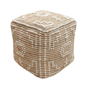 Verla Pouf, Jute/ Wool, Natural/ Natural White, Pitloom, All Loop 