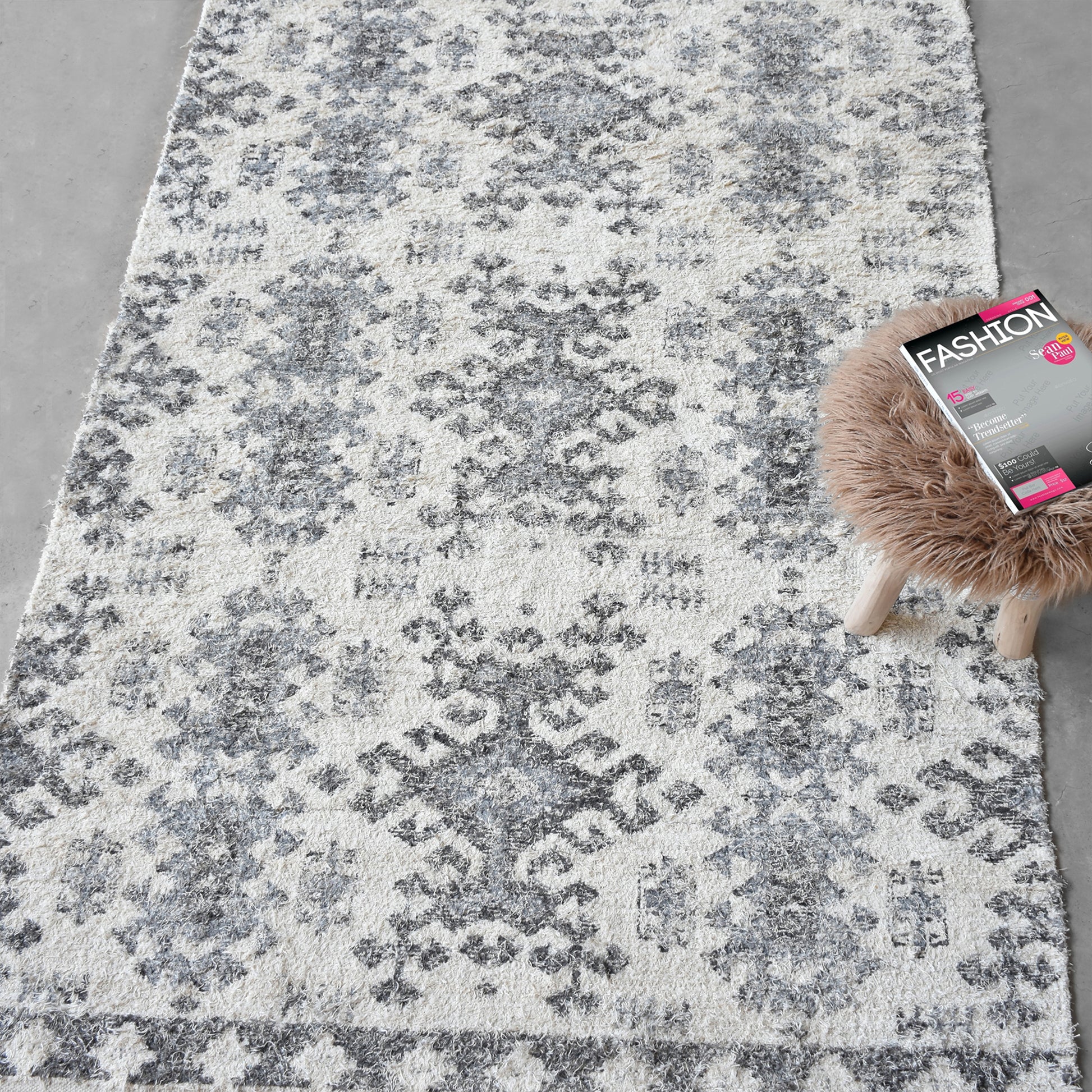 Area Rug, Bedroom Rug, Living Room Rug, Living Area Rug, Indian Rug, Office Carpet, Office Rug, Shop Rug Online, Recycled Cotton, Printed, Natural White, Grey, Hand knotted, All Cut, Printed