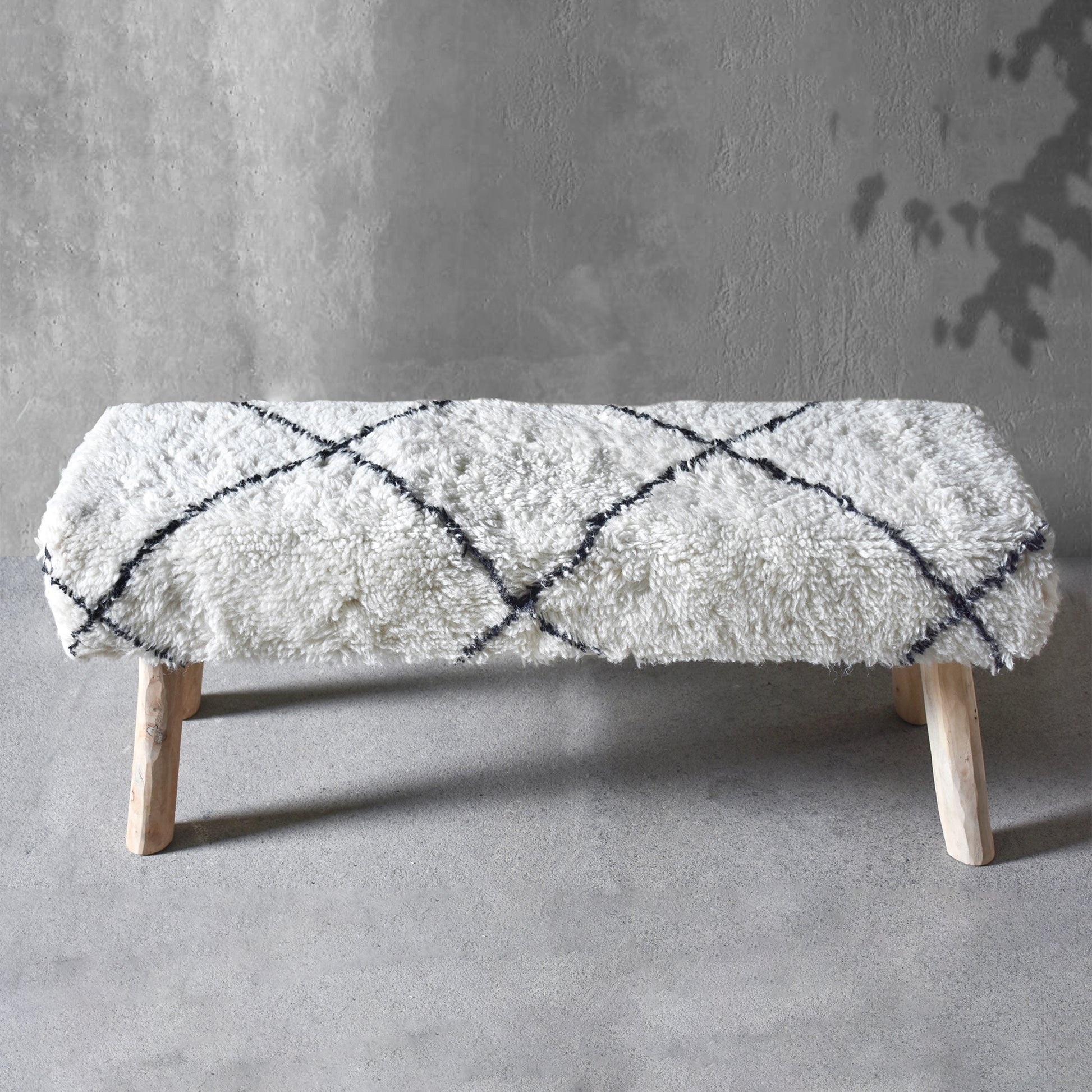 Walmer Bench, Nz Wool, Natural White, Charcoal, BM FN / ALL CUT