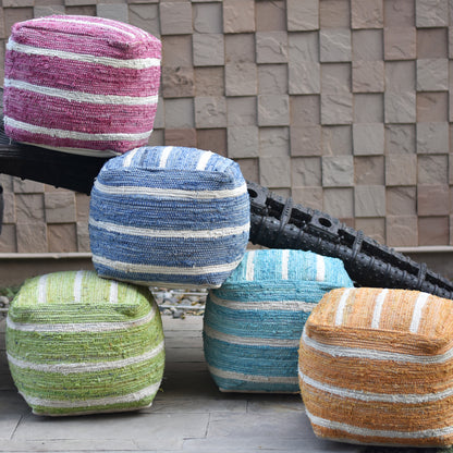 Wanton Pouf, Cotton, Pitloom, Flat Weave 