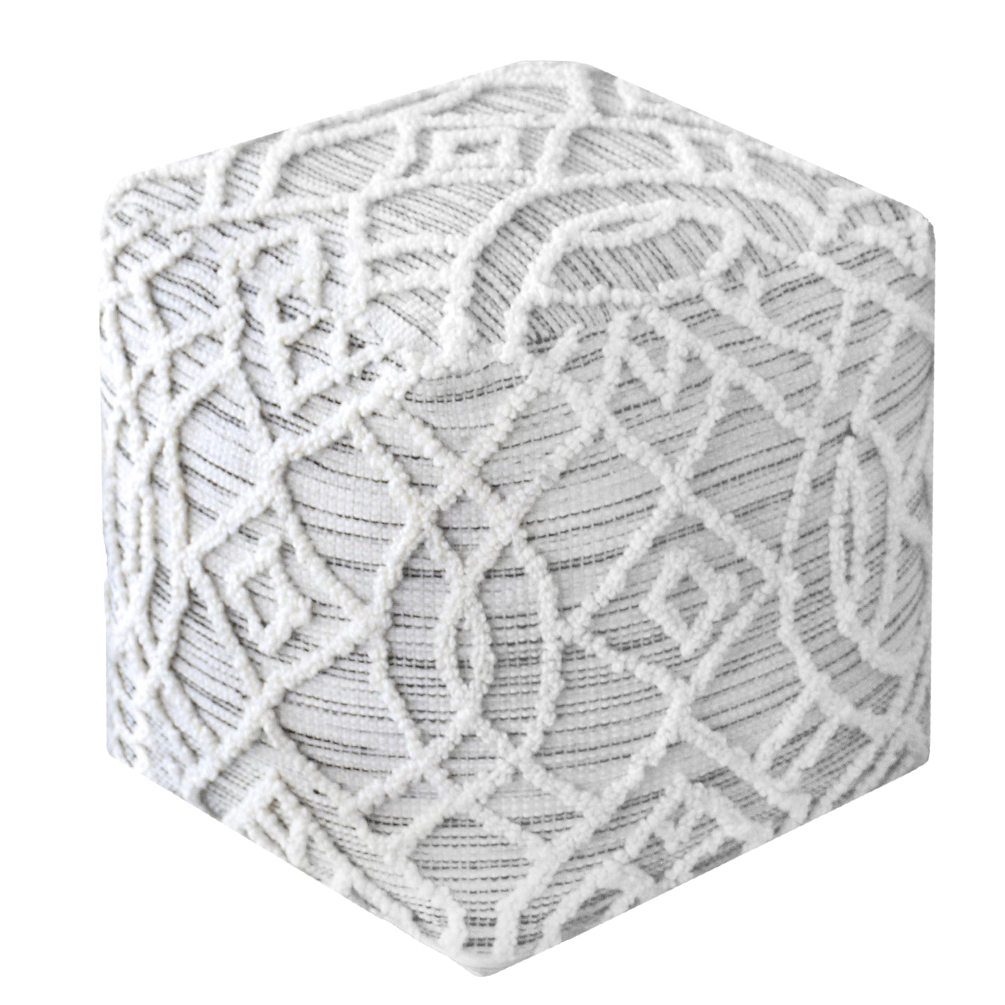 Warley Pouf, Wool, Charcoal/ Natural White, Hand woven, All Loop 