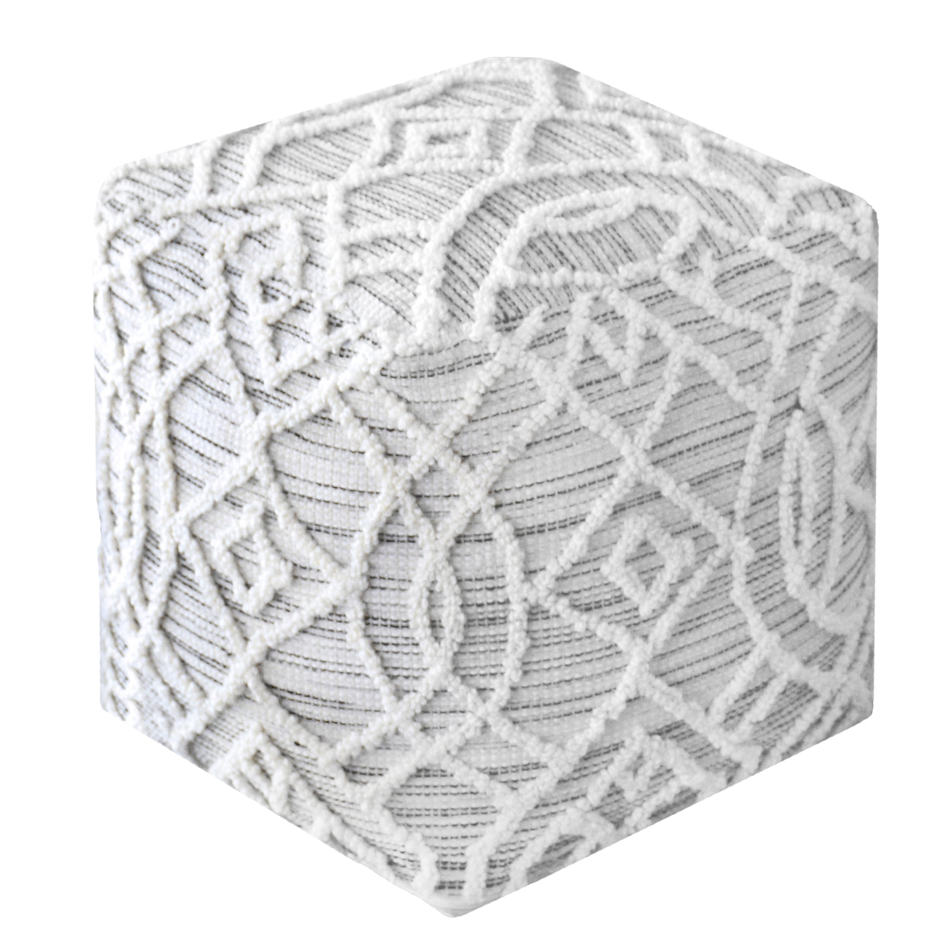 Warley Pouf, Wool, Charcoal/ Natural White, Hand woven, All Loop 