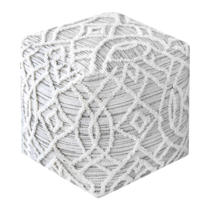 Warley Pouf, Wool, Charcoal/ Natural White, Hand woven, All Loop 