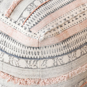 Welsh Pouf, Cotton/ Printed, Grey/ Blush, Pitloom, All Cut 