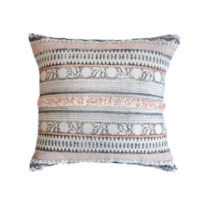 Welsh Pillow, Cotton, Printed, Grey, Blush, Pitloom, All Cut