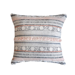 Welsh Pillow, Cotton, Printed, Grey, Blush, Pitloom, All Cut