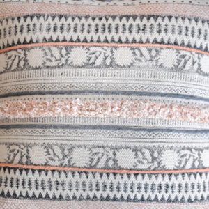 Welsh Pillow, Cotton, Printed, Grey, Blush, Pitloom, All Cut