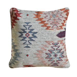 Wezen Pillow, Acrylic, Polyester, Sage, Multi, Jaquard Durry, Flat Weave