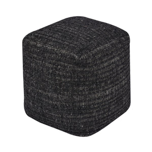 Wilcox-II Pouf, Wool, Charcoal, Hand woven, Flat Weave 