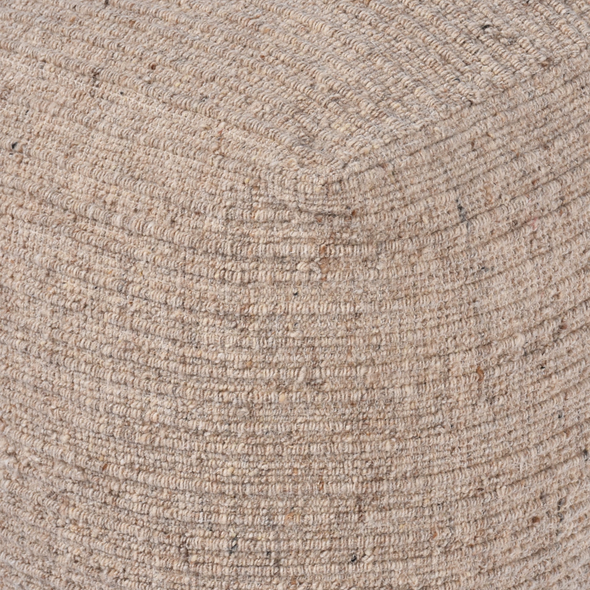 Wilcox-II Pouf, Wool, Beige, Hand woven, Flat Weave 