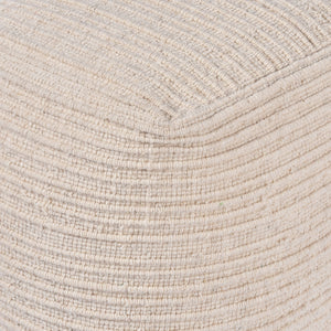 Wilcox-II Pouf, Wool, Natural White, Hand woven, Flat Weave 