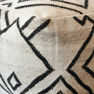 Yopm Pouf, Wool, Natural White/Charcoal