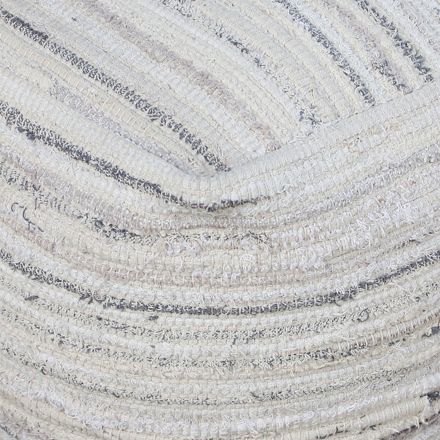 Zakary Pouf, Recycled Cotton, Natural White/Beige, Pitloom, Flat Weave 
