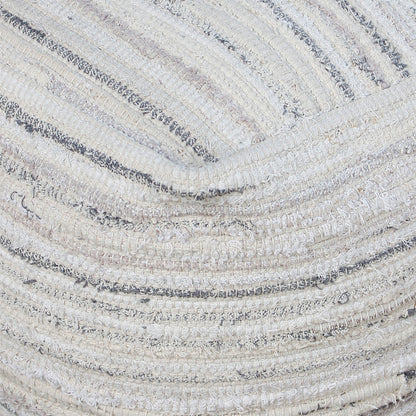 Zakary Pouf, Recycled Cotton, Natural White/Beige, Pitloom, Flat Weave 