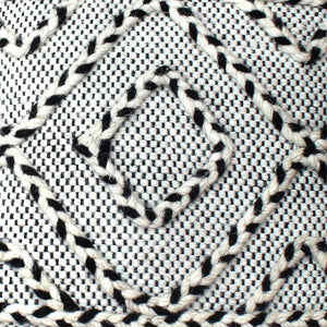 Zeehan Pillow, Wool, Natural White, Charcoal, Pitloom, Flat Weave