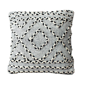 Zeehan Pillow, Wool, Natural White, Charcoal, Pitloom, Flat Weave
