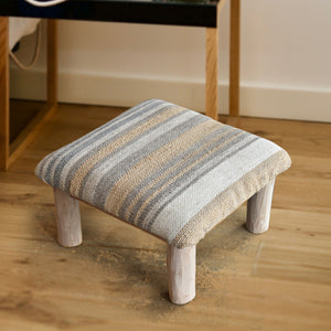 Zenon Foot Stool, Hemp/ Wool/ Viscose, Natural