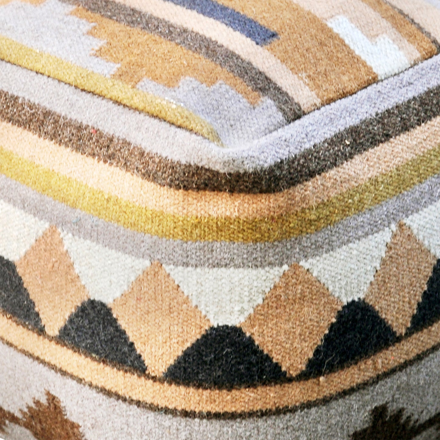 Zion - 3 Pouf, Wool, Multi, Punja, Flat Weave 