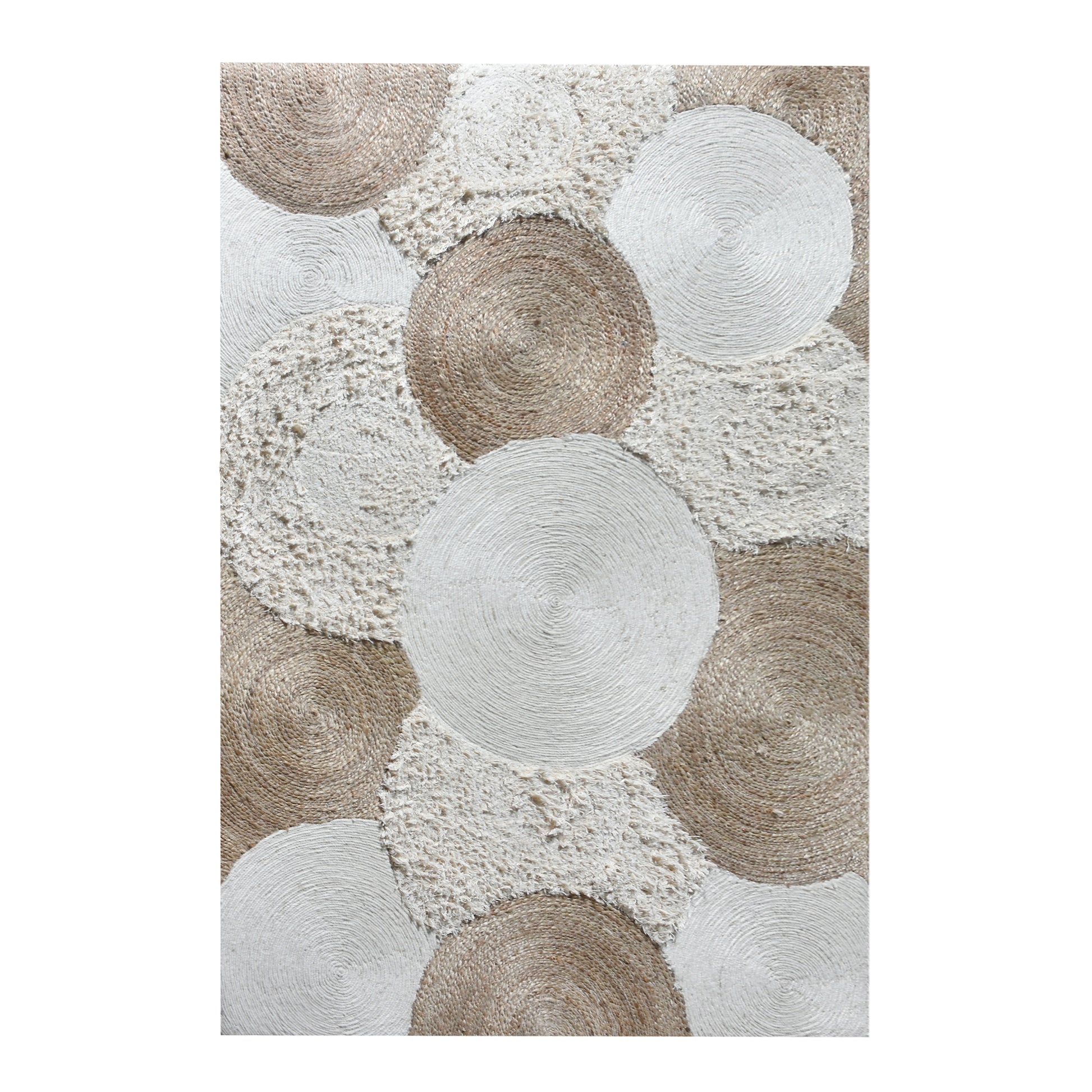 Area Rug, Bedroom Rug, Living Room Rug, Living Area Rug, Indian Rug, Office Carpet, Office Rug, Shop Rug Online, Jute, Wool, Cotton Salvage, Natural, Natural White, Hm Stitching, Flat Weave, circular 