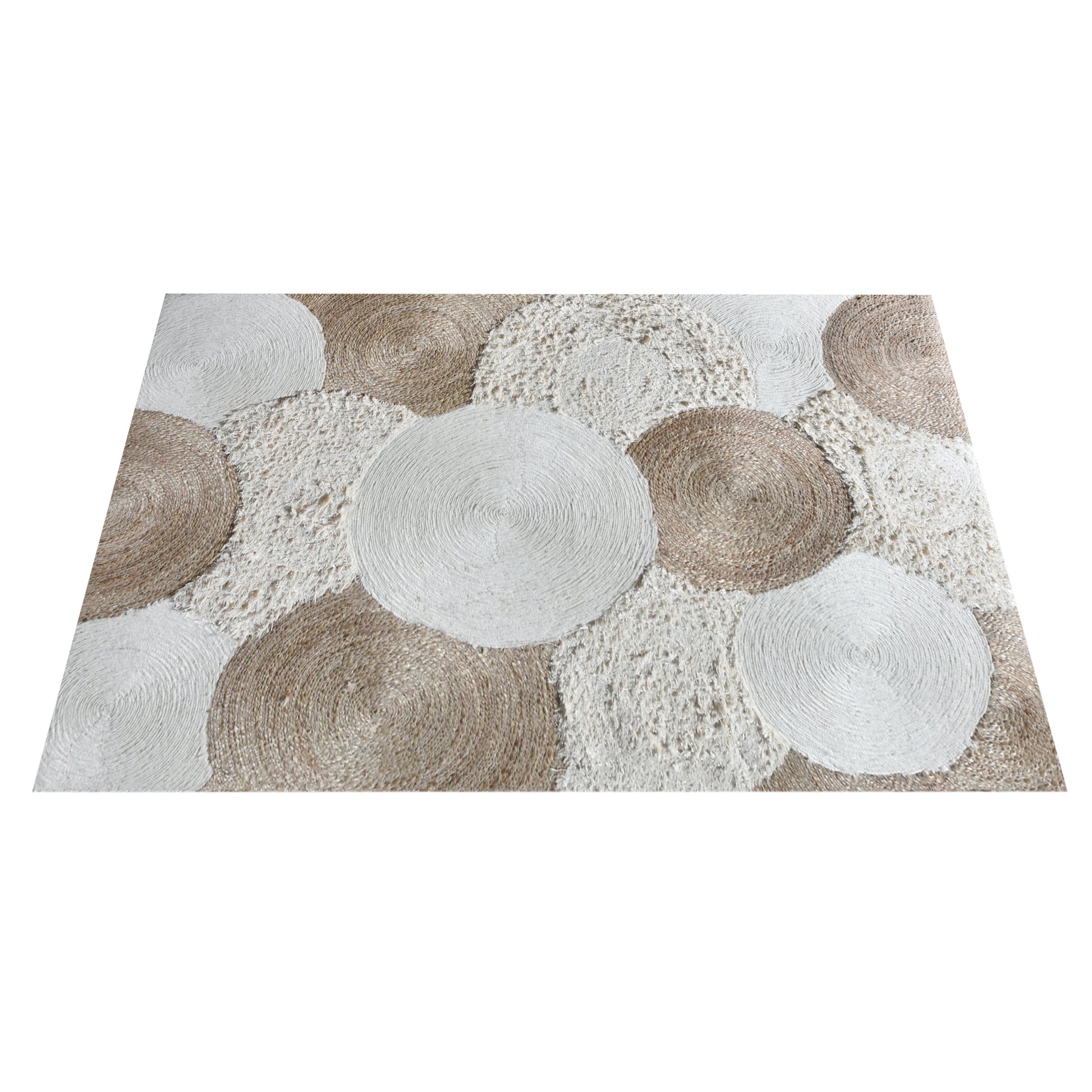 Area Rug, Bedroom Rug, Living Room Rug, Living Area Rug, Indian Rug, Office Carpet, Office Rug, Shop Rug Online, Jute, Wool, Cotton Salvage, Natural, Natural White, Hm Stitching, Flat Weave, circular 