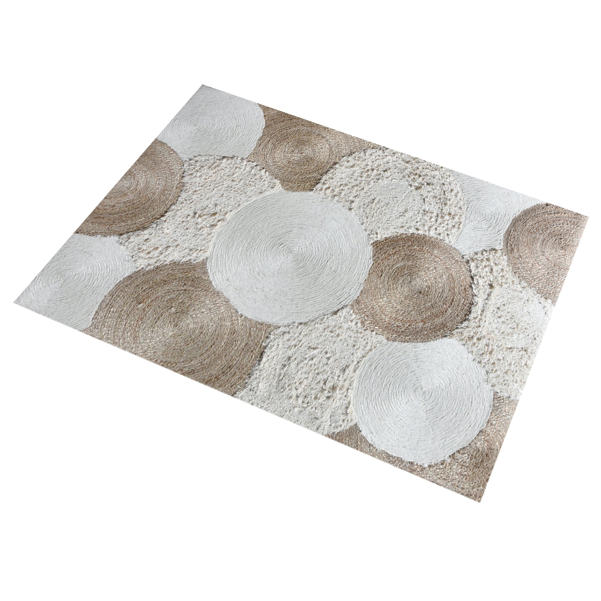 Area Rug, Bedroom Rug, Living Room Rug, Living Area Rug, Indian Rug, Office Carpet, Office Rug, Shop Rug Online, Jute, Wool, Cotton Salvage, Natural, Natural White, Hm Stitching, Flat Weave, circular 