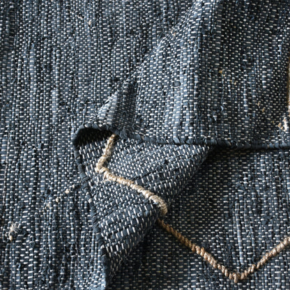 Area Rug, Bedroom Rug, Living Room Rug, Living Area Rug, Indian Rug, Office Carpet, Office Rug, Shop Rug Online, Leather, Hemp, Blue, Pitloom, Flat Weave, Subtle