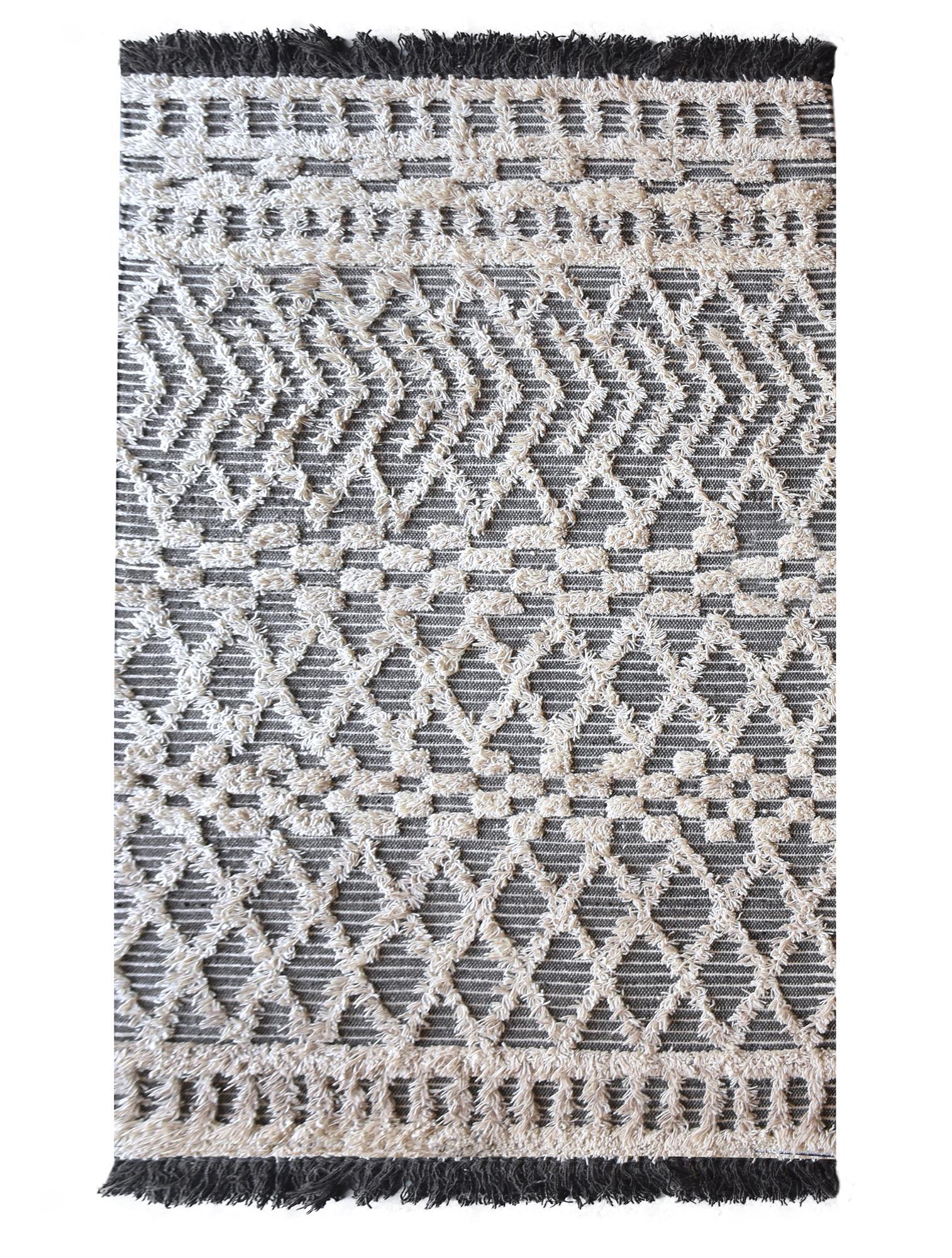 Area Rug, Bedroom Rug, Living Room Rug, Living Area Rug, Indian Rug, Office Carpet, Office Rug, Shop Rug Online, Wool, Charcoal, Natural White, Pitloom, All Cut , Geometrical