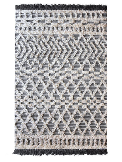 Area Rug, Bedroom Rug, Living Room Rug, Living Area Rug, Indian Rug, Office Carpet, Office Rug, Shop Rug Online, Wool, Charcoal, Natural White, Pitloom, All Cut , Geometrical