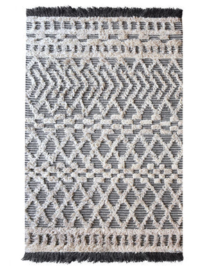 Area Rug, Bedroom Rug, Living Room Rug, Living Area Rug, Indian Rug, Office Carpet, Office Rug, Shop Rug Online, Wool, Charcoal, Natural White, Pitloom, All Cut , Geometrical