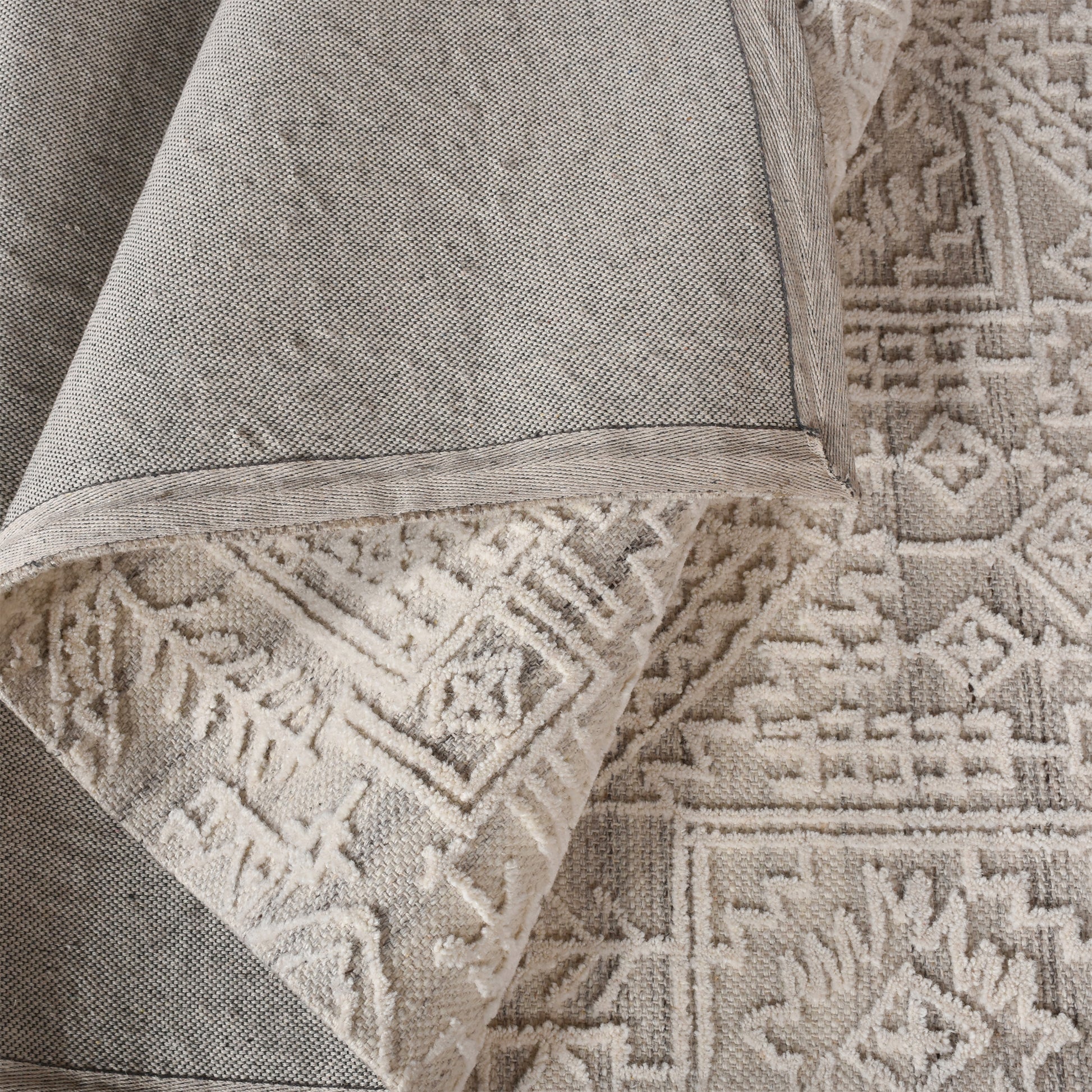 Area Rug, Bedroom Rug, Living Room Rug, Living Area Rug, Indian Rug, Office Carpet, Office Rug, Shop Rug Online, Wool Polyester Blend, Grey, Natural White, Pitloom, All Loop , traditional