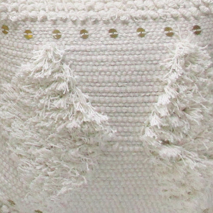 Pontar Pillow, Cotton, Metal Sequins, Natural White, Pitloom, Cut And Loop