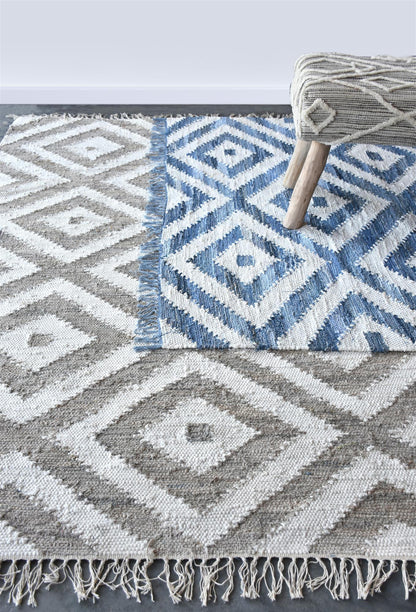 Area Rug, Bedroom Rug, Living Room Rug, Living Area Rug, Indian Rug, Office Carpet, Office Rug, Shop Rug Online, Denim, Recycled Fabric, Pitloom, Flat Weave, diamond 